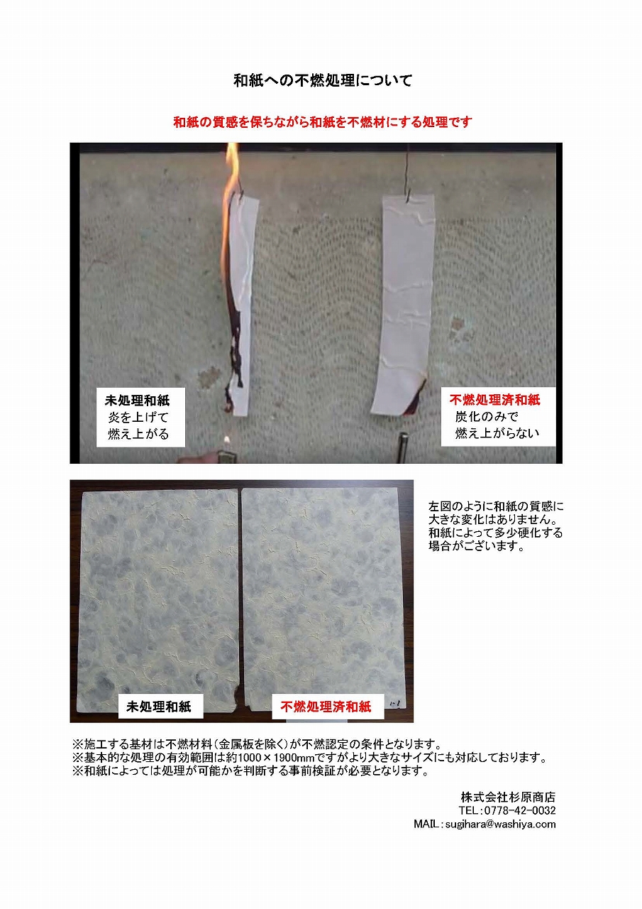fireproof information of washi